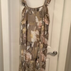 Tribal Floral Midi Dress - Beige and White